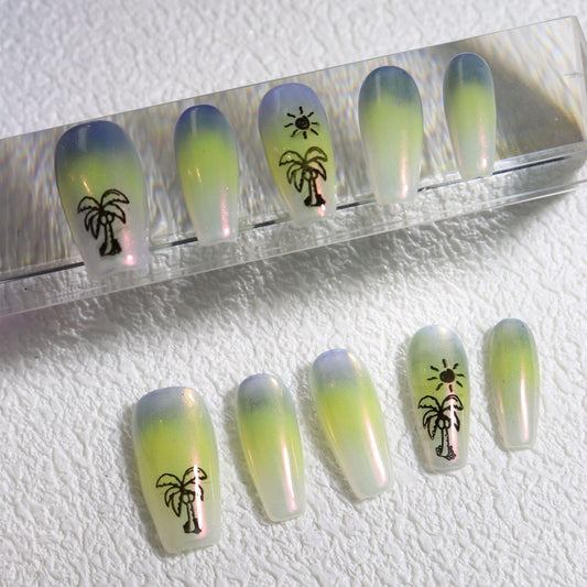 Ombre Palm Tree Nails Tropischer Urlaub