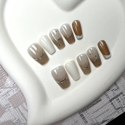 Latte Nails Ombre Braun Press on