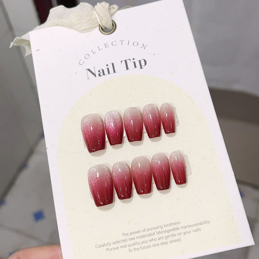 Red Ballerina Short Ombre Nails