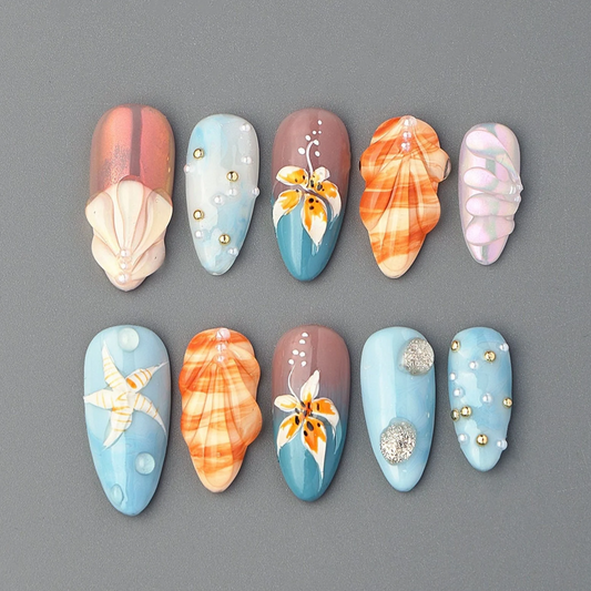 Summer Beach Nails Seashell Hawaii Acrylic